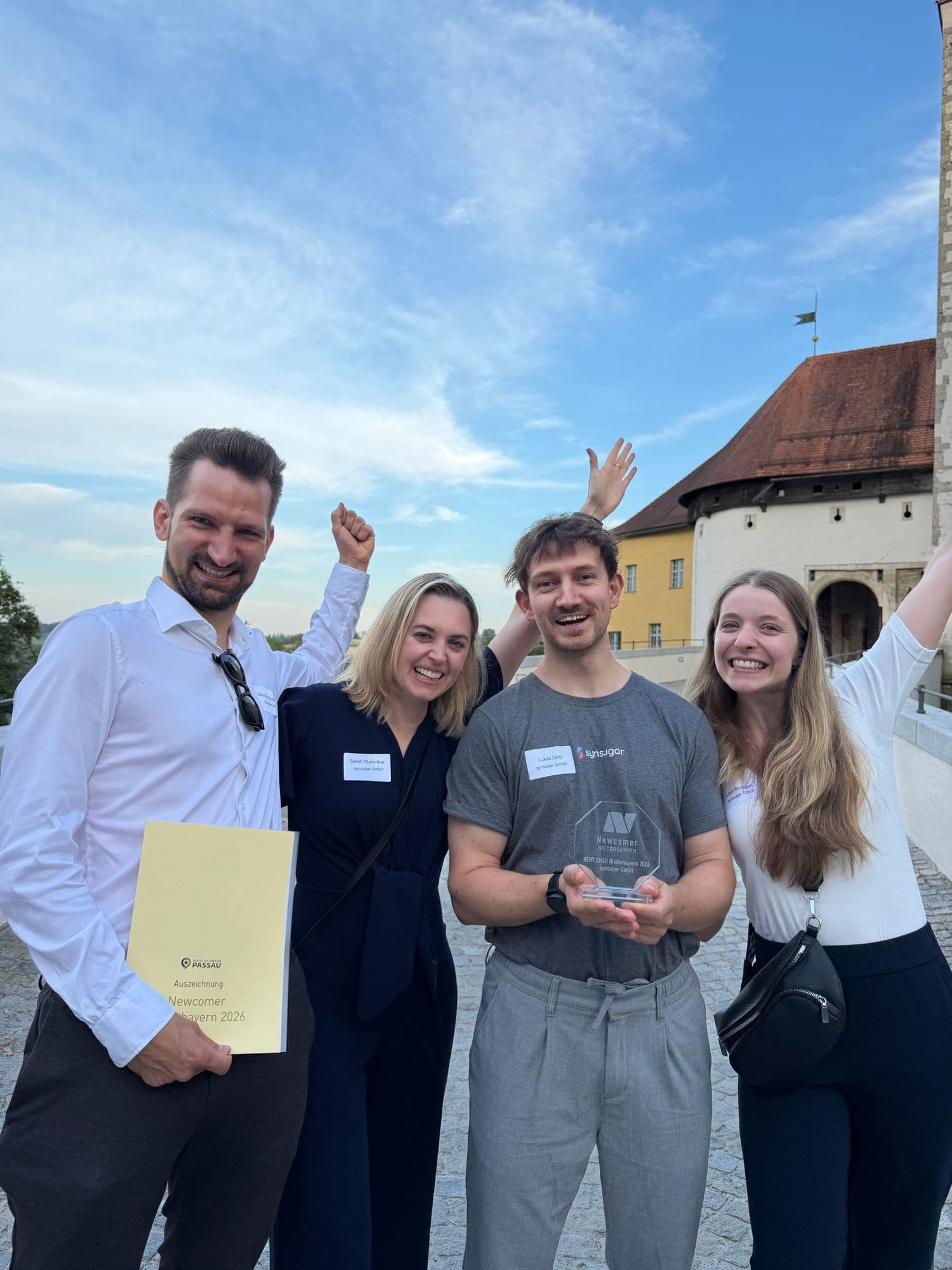 Das synsugar-Team bei der Auszeichnung Newcomer Niederbayern 2026